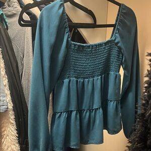 Teal Smocked Women's Top